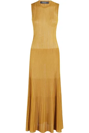 FEDERICA TOSI Femme, Robes, Brun, Taille: 38 FR Robe longue sans manches couleur ambre
