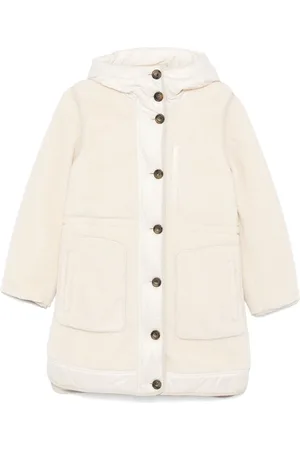 Woolrich Femme, Manteaux, Blanc, Taille: 42 FR Veste à capuche en mélange de laine beige clair