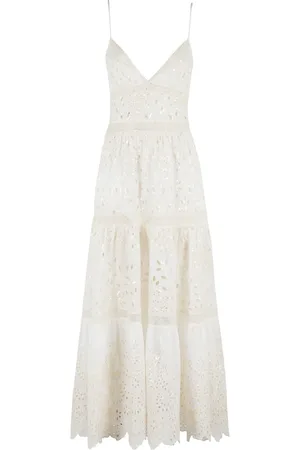 ERMANNO SCERVINO Femme, Robes, Blanc, Taille: 36 FR Robe Blanche en Coton avec Broderie San Gallo