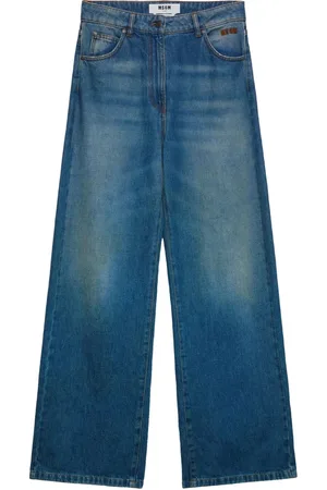 Msgm Femme, Jeans, Bleu, Taille: 38 FR Jean Large Lavé
