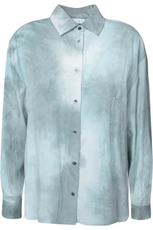 IRO Femme, Blouses et Chemises, Bleu, Taille: 36 FR Chemise Boutonnée Manches Longues Marbrée