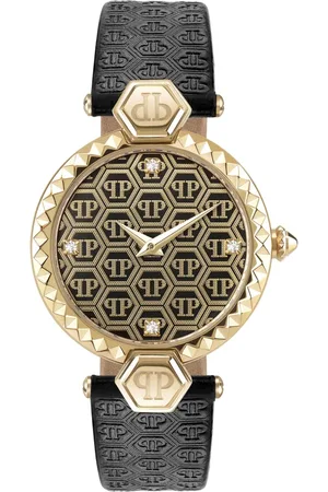 Philipp Plein Femme, Accessoires, Noir, Taille: ONE Size Montre Couture à Bracelet en Cuir Noir