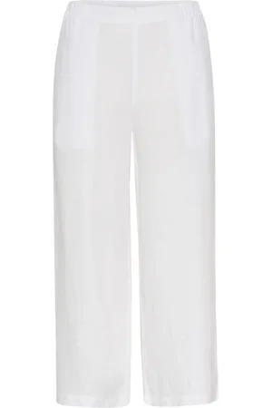 Part Two Femme, Pantalons, Blanc, Taille: 46 FR Pantalon Élastiqué en Lin Blanc