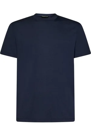 Tom Ford Homme, Tops, Bleu, Taille: XL T-shirt ras du cou côtelé marine Upgrade