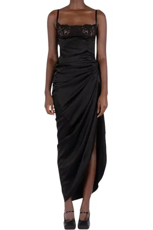 Jacquemus Femme, Robes, Noir, Taille: 40 FR Robe Longue Noire à Broderies Florales
