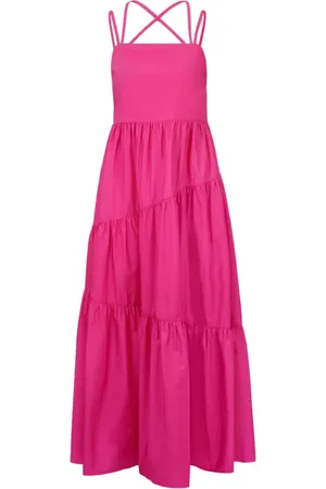 HUGO BOSS Femme, Robes, Rose, Taille: 42 FR Robe Maxi en Coton à Bretelles Croisées