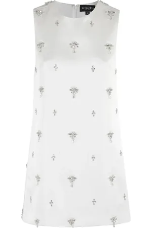 Retrofete Femme, Tops, Blanc, Taille: 36 FR Robe Blanche Ornée de Strass