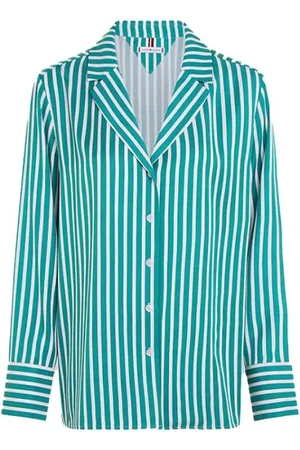 Tommy Hilfiger Femme, Blouses et Chemises, Multicolore, Taille: 40 FR Chemise à Manches Longues Fluide à Rayures