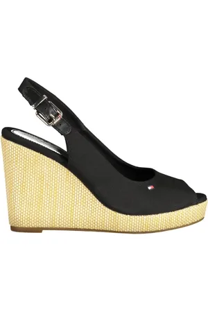 Tommy Hilfiger Femme, Chaussures, Noir, Taille: 41 EU Sandales compensées noires à boucle