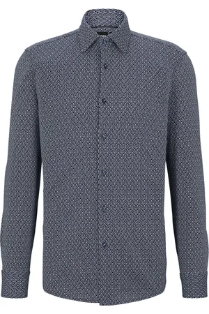HUGO BOSS Homme, Chemises, Bleu, Taille: S Chemise coupe décontractée avec imprimé logo saisonnier