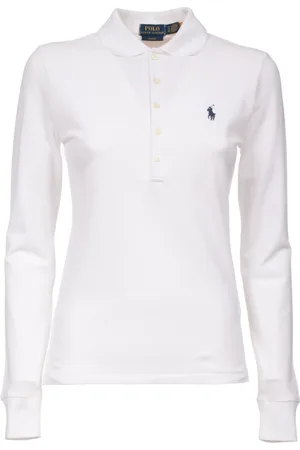 Ralph Lauren Femme, Tops, Blanc, Taille: 42 FR Polo à Manches Longues en Coton Élastiqué