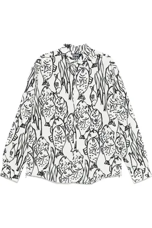 Jacquemus Homme, Chemises, Multicolore, Taille: L Chemise Boutonnée à Imprimé Graphique Blanc