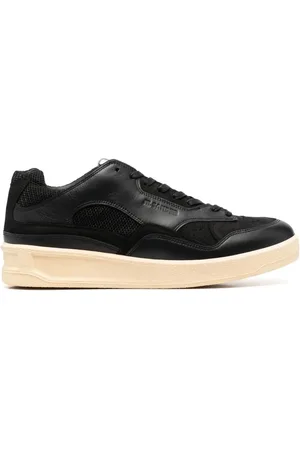 Jil Sander Homme, Chaussures, Noir, Taille: 41 EU Baskets en cuir noir avec empiècements en tissu