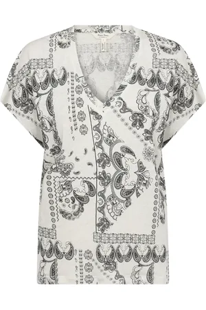 Part Two Femme, Tops, Noir, Taille: 36 FR T-shirt ample à motif cachemire graphique