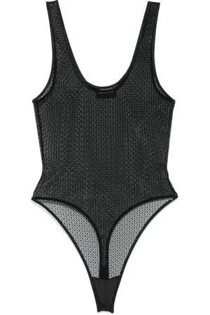 ANINE BING Femme, Tops, Noir, Taille: 38 FR Body Noir sans Manches avec Encolure en Cœur