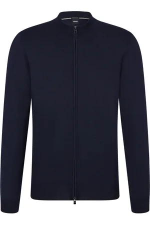 HUGO BOSS Homme, Pulls, Bleu, Taille: L Veste Cardigan Zippée Bleue en Laine