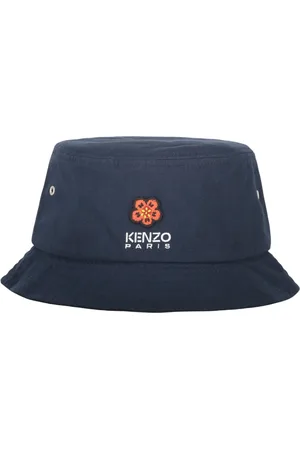 Kenzo Homme, Accessoires, Bleu, Taille: S Bob Chapeau Seau en Coton Brodé