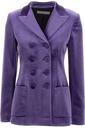 Serafini Femme, Vestes, Violet, Taille: 38 FR Blazer en Velours avec Revers en Pointe