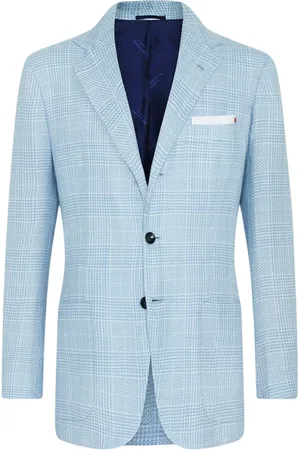 Kiton Homme, Vestes, Bleu, Taille: 2XL Veste en cachemire à carreaux Glen