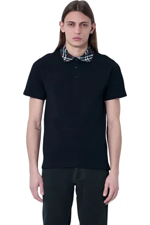 Burberry Homme, Tops, Noir, Taille: XL Polo à Col à Carreaux