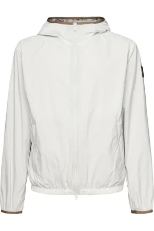 FAY Homme, Vestes, Blanc, Taille: L Windbreaker Blanc avec Capuche et Poches à Zip