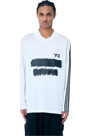 Y-3 Homme, Tops, Blanc, Taille: L Polo à Logo Imprimé