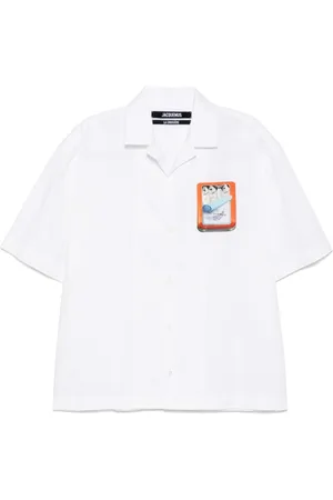 Jacquemus Homme, Chemises, Blanc, Taille: L T-shirt col V à imprimé graphique