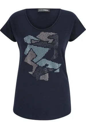 DORIS S Femme, Tops, Bleu, Taille: 48 FR Chemise à motif métallique
