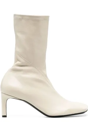 Jil Sander Femme, Chaussures, Blanc, Taille: 36 EU Bottines à Talons Crème Stretch Nappa