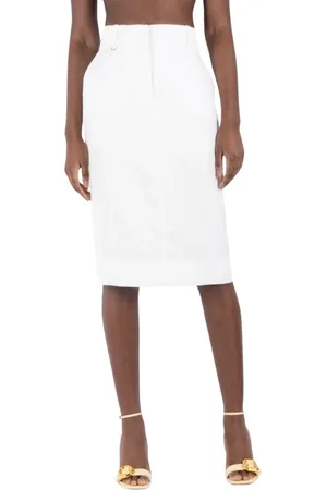 Jacquemus Femme, Jupes, Blanc, Taille: 42 FR Jupe Midi Blanche avec Découpe