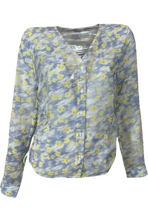 HUGO BOSS Femme, Blouses et Chemises, Multicolore, Taille: 38 FR Chemisier Floral à Col V et Manches Longues
