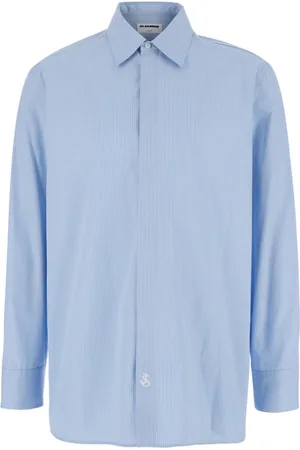 Jil Sander Homme, Chemises, Bleu, Taille: L Chemise en coton bleu à rayures avec col pointu