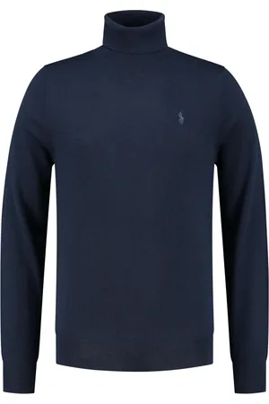 Ralph Lauren Homme, Pulls, Bleu, Taille: XL Col Roulé Classique Bleu à Manches Longues
