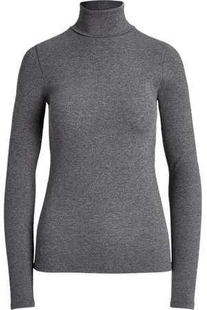 Ralph Lauren Femme, Pulls, Gris, Taille: 42 FR Top Gris à Manches Longues Coupe Slim
