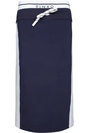 Pinko Femme, Jupes, Bleu, Taille: 40 FR Jupe Bleue avec Rayures Latérales Sportives