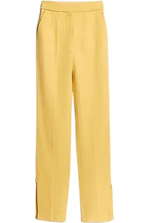 Jacquemus Femme, Pantalons, Jaune, Taille: 38 FR Pantalon large taille haute en lin avec fente latérale