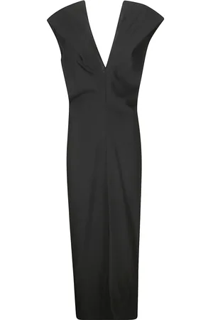Khaite Femme, Robes, Noir, Taille: 38 FR Robe Longue Col V avec Fermeture Éclair Invisible