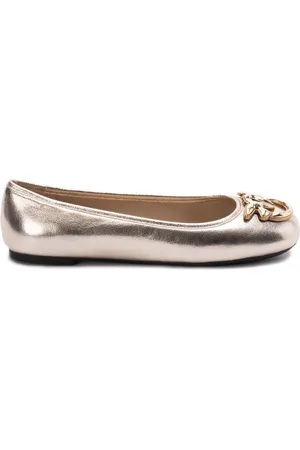 Pinko Femme, Chaussures, Gris, Taille: 40 EU Ballerines Plates Dorées avec Semelle Intérieure Logo