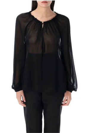 Tom Ford Femme, Blouses et Chemises, Noir, Taille: 36 FR Blouse en soie avec cordon de serrage