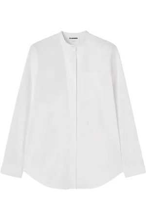 Jil Sander Femme, Blouses et Chemises, Blanc, Taille: 38 FR Chemise à Col Mao et Manches Longues