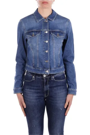 Dondup Femme, Vestes, Bleu, Taille: 40 FR Manteau en Denim avec Logo au Dos
