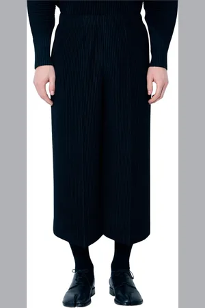 Issey Miyake Homme, Pantalons, Noir, Taille: M Pantalon Cropped Plissé