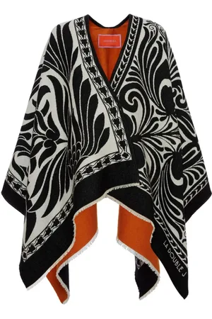 La DoubleJ Femme, Vestes, Noir, Taille: ONE Size Poncho Réversible en Feutre de Laine