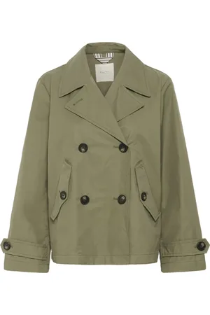Part Two Femme, Manteaux, Vert, Taille: 40 FR Veste Classique à Col Large et Boutons