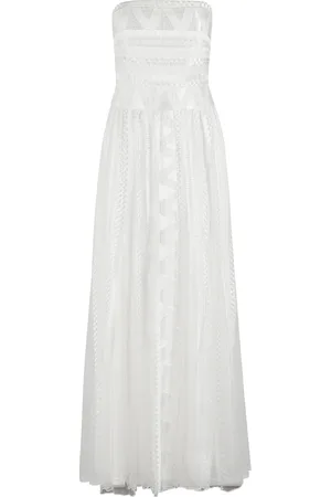ERMANNO SCERVINO Femme, Robes, Blanc, Taille: 36 FR Robe Blanche en Tulle Brodé sans Manches