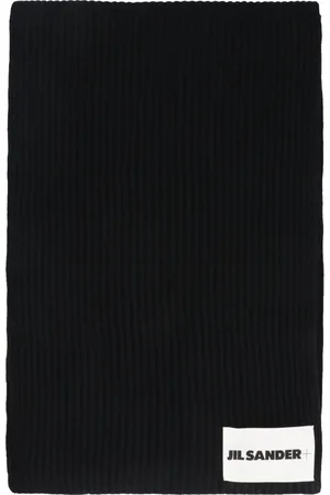 Jil Sander Homme, Accessoires, Noir, Taille: ONE Size Écharpe en laine à côtes
