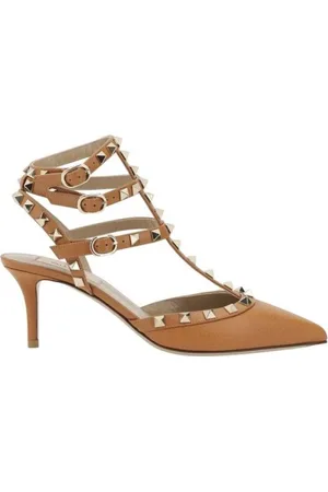 VALENTINO GARAVANI Femme, Chaussures, Brun, Taille: 37 1/2 EU Escarpins en cuir fauve cloutés