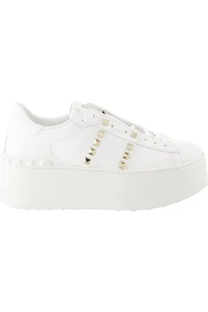 VALENTINO GARAVANI Femme, Chaussures, Blanc, Taille: 38 EU Baskets à plateforme Rockstud