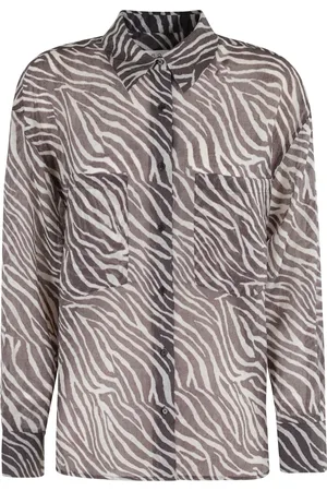 IRO Femme, Blouses et Chemises, Brun, Taille: 36 FR Chemise Blanche et Marron avec Boutons