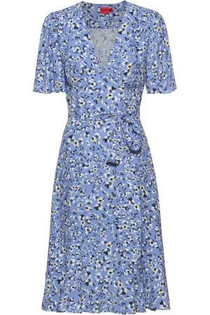 HUGO BOSS Femme, Robes, Bleu, Taille: 42 FR Jolie Robe Volante